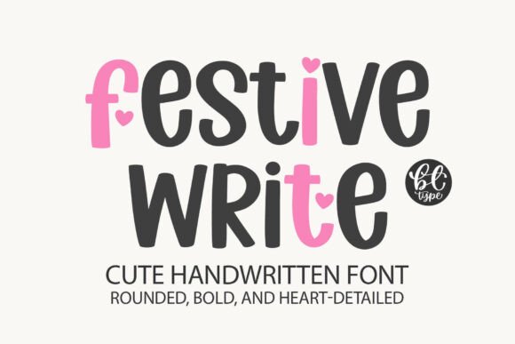 Festive Write: A Handwritten Font with Optional Heart Letters